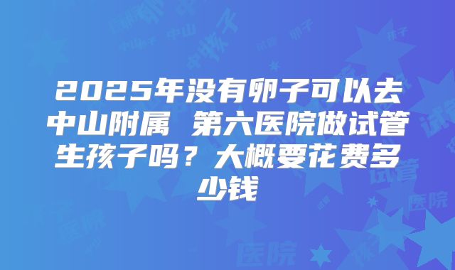 2025年没有卵子可以去中山附属 第六医院做试管生孩子吗?大概要花费多少钱
