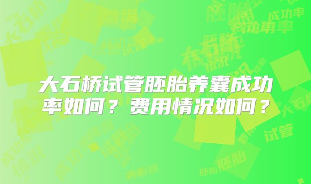 大石桥试管胚胎养囊成功率如何？费用情况如何？