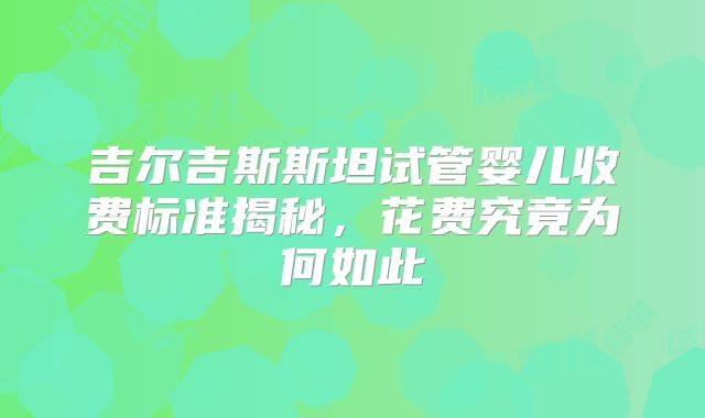 吉尔吉斯斯坦试管婴儿收费标准揭秘，花费究竟为何如此
