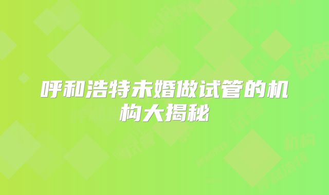 呼和浩特未婚做试管的机构大揭秘