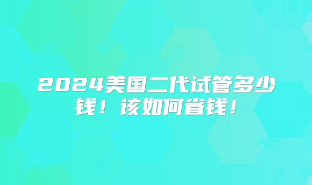 2024美国二代试管多少钱！该如何省钱！