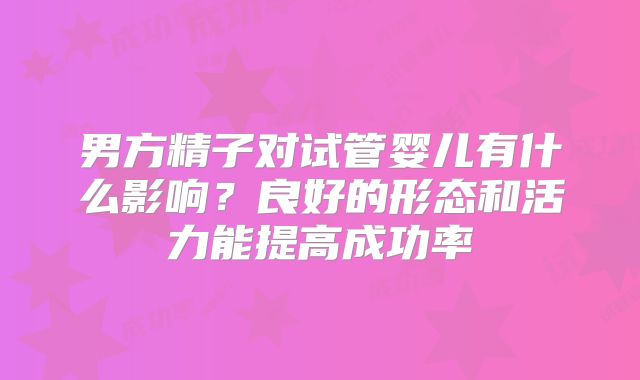 男方精子对试管婴儿有什么影响?良好的形态和活力能提高成功率