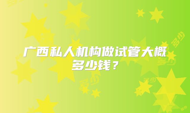 广西私人机构做试管大概多少钱?