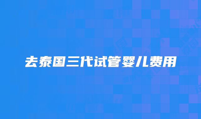 去泰国三代试管婴儿费用