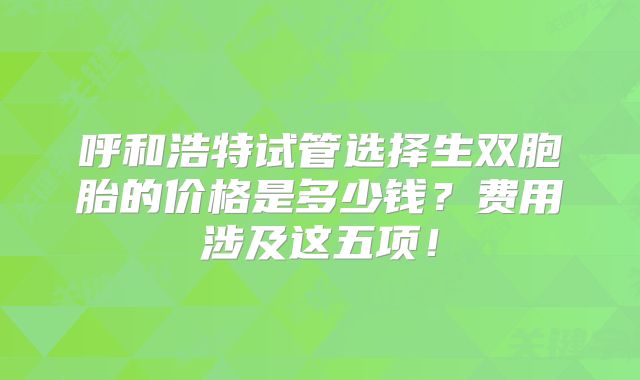 呼和浩特试管选择生双胞胎的价格是多少钱？费用涉及这五项！