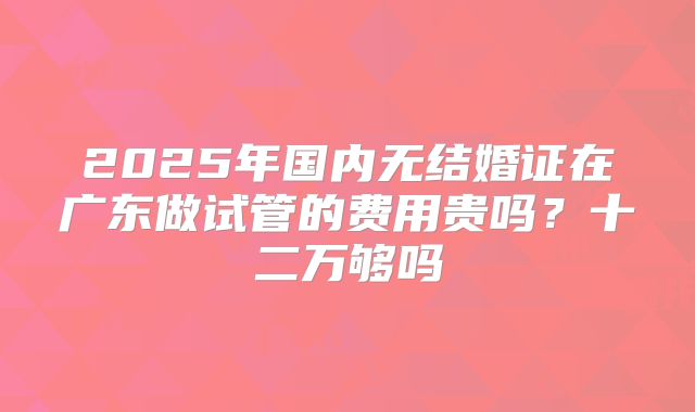 2025年国内无结婚证在广东做试管的费用贵吗?十二万够吗
