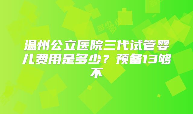 温州公立医院三代试管婴儿费用是多少？预备13够不