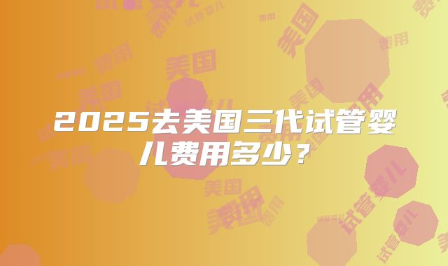 2025去美国三代试管婴儿费用多少？