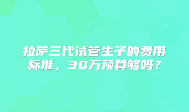 拉萨三代试管生子的费用标准，30万预算够吗？