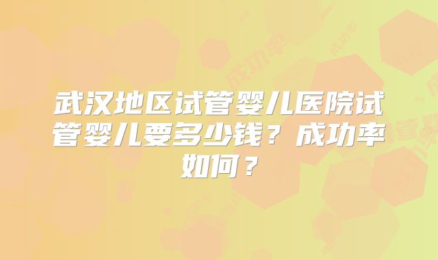武汉地区试管婴儿医院试管婴儿要多少钱？成功率如何？