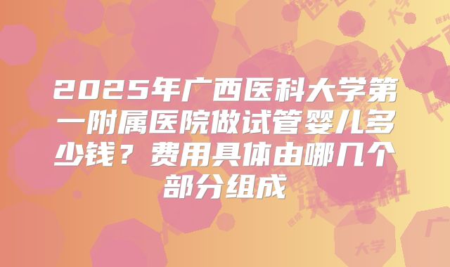 2025年广西医科大学第一附属医院做试管婴儿多少钱?费用具体由哪几个部分组成