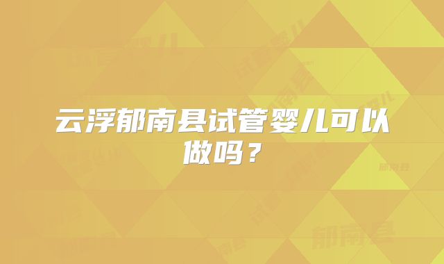 云浮郁南县试管婴儿可以做吗？
