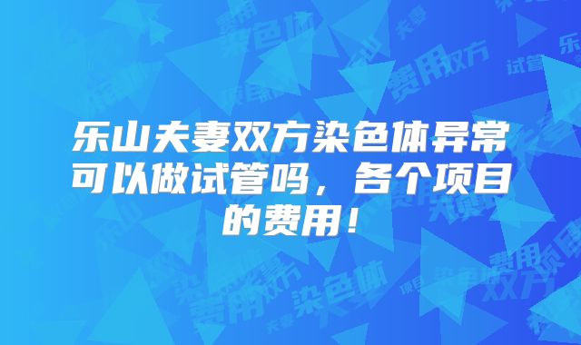 乐山夫妻双方染色体异常可以做试管吗,各个项目的费用!