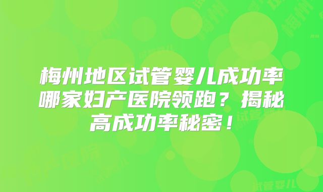 梅州地区试管婴儿成功率哪家妇产医院领跑？揭秘高成功率秘密！