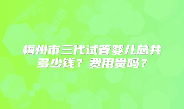 梅州市三代试管婴儿总共多少钱？费用贵吗？