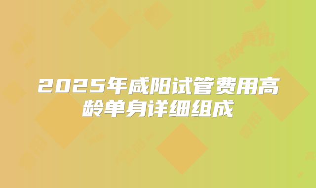 2025年咸阳试管费用高龄单身详细组成