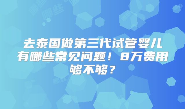 去泰国做第三代试管婴儿有哪些常见问题！8万费用够不够？