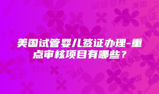 美国试管婴儿签证办理-重点审核项目有哪些？