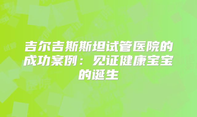吉尔吉斯斯坦试管医院的成功案例：见证健康宝宝的诞生