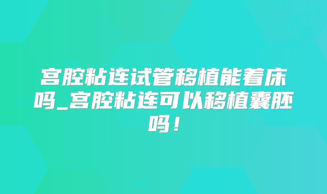 宫腔粘连试管移植能着床吗_宫腔粘连可以移植囊胚吗！
