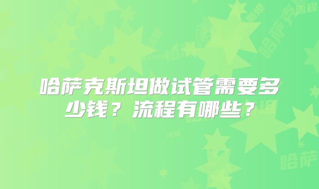 哈萨克斯坦做试管需要多少钱？流程有哪些？