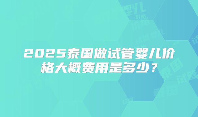 2025泰国做试管婴儿价格大概费用是多少？