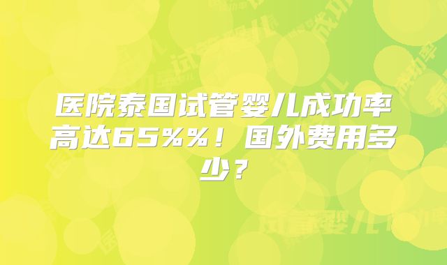 医院泰国试管婴儿成功率高达65%%！国外费用多少？