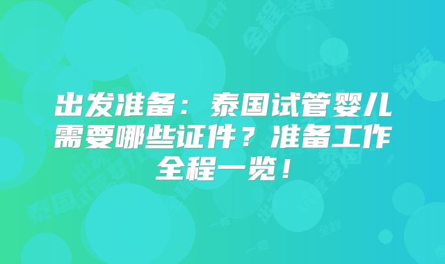出发准备:泰国试管婴儿需要哪些证件?准备工作全程一览!