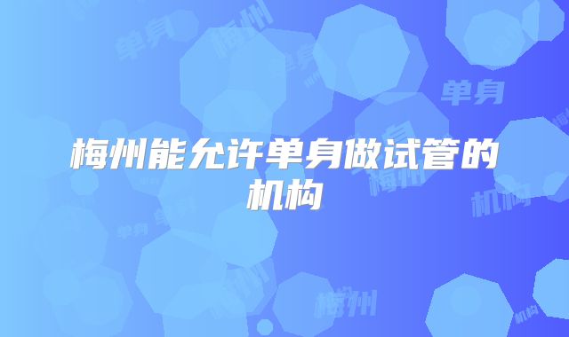 梅州能允许单身做试管的机构