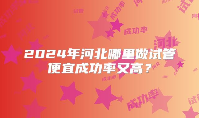 2024年河北哪里做试管便宜成功率又高？