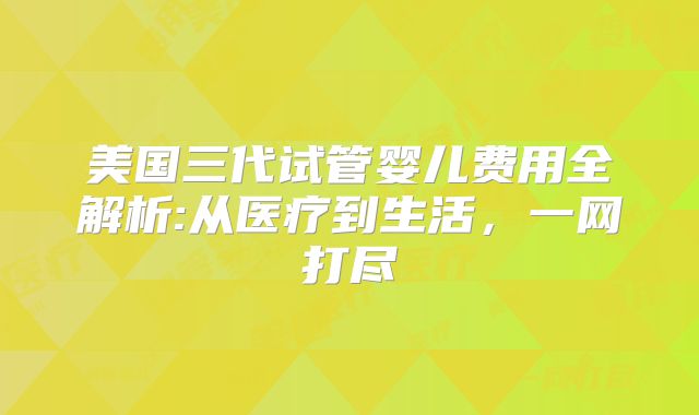 美国三代试管婴儿费用全解析:从医疗到生活,一网打尽