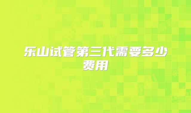 乐山试管第三代需要多少费用