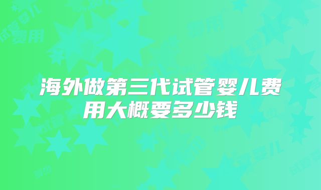 海外做第三代试管婴儿费用大概要多少钱