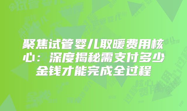 聚焦试管婴儿取暖费用核心：深度揭秘需支付多少金钱才能完成全过程