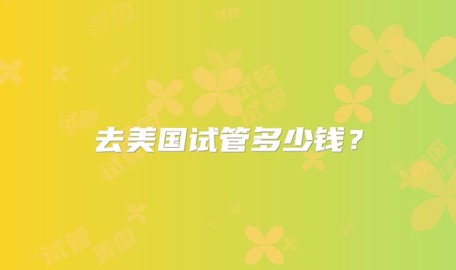去美国试管多少钱?
