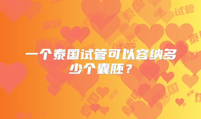 一个泰国试管可以容纳多少个囊胚?