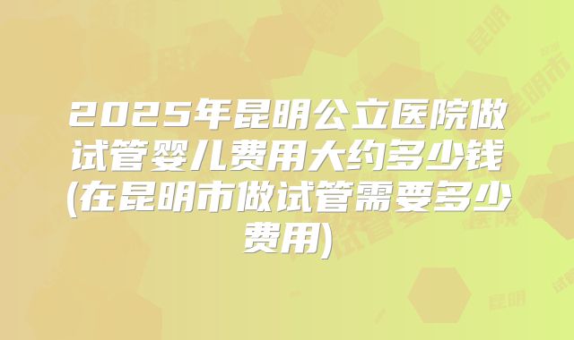 2025年昆明公立医院做试管婴儿费用大约多少钱(在昆明市做试管需要多少费用)