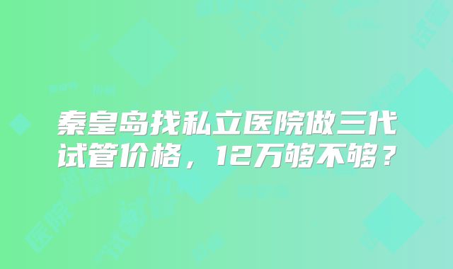 秦皇岛找私立医院做三代试管价格，12万够不够？