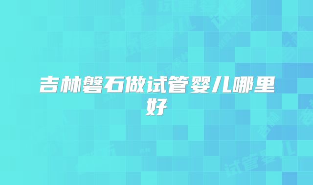 吉林磐石做试管婴儿哪里好