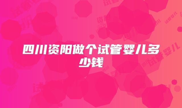 四川资阳做个试管婴儿多少钱