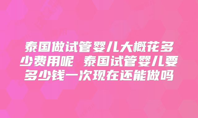泰国做试管婴儿大概花多少费用呢 泰国试管婴儿要多少钱一次现在还能做吗