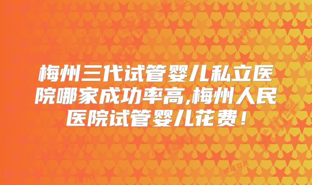 梅州三代试管婴儿私立医院哪家成功率高,梅州人民医院试管婴儿花费！