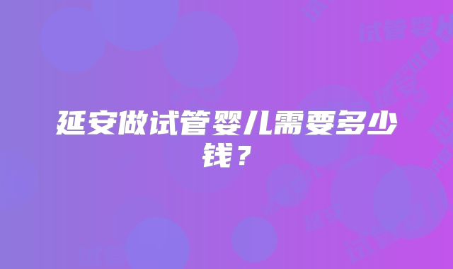 延安做试管婴儿需要多少钱？