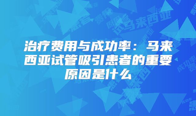 治疗费用与成功率:马来西亚试管吸引患者的重要原因是什么