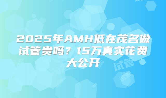 2025年AMH低在茂名做试管贵吗？15万真实花费大公开