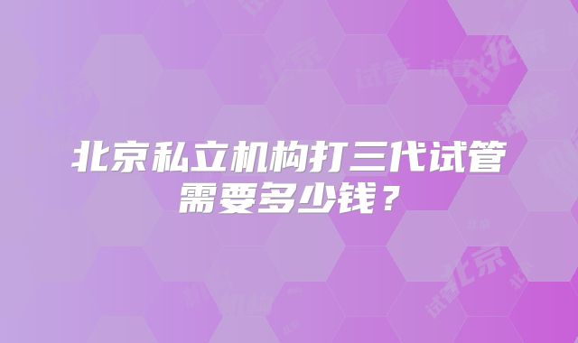 北京私立机构打三代试管需要多少钱？