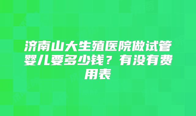 济南山大生殖医院做试管婴儿要多少钱？有没有费用表