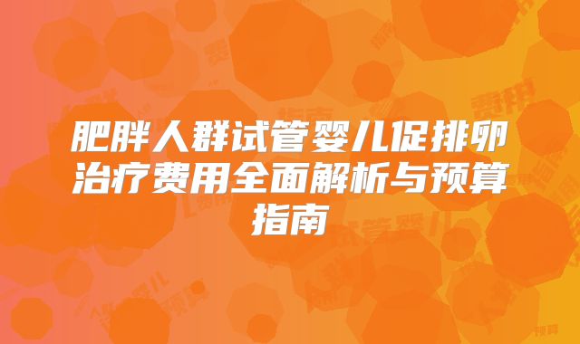 肥胖人群试管婴儿促排卵治疗费用全面解析与预算指南
