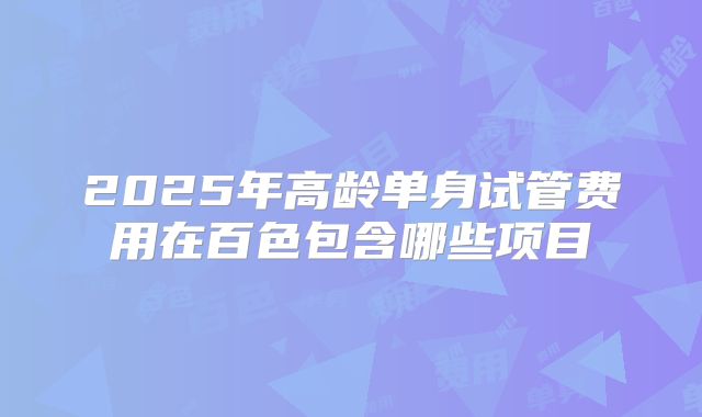 2025年高龄单身试管费用在百色包含哪些项目