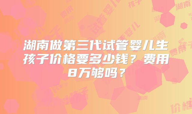 湖南做第三代试管婴儿生孩子价格要多少钱？费用8万够吗？